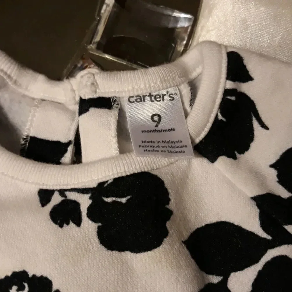Carters Black and White Rose Sweater w/ Tu…